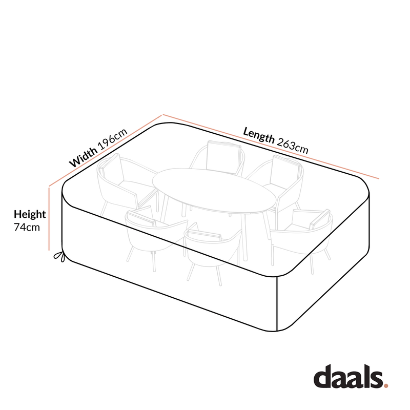Cover for Montebello 6-Seater Outdoor Rope and Aluminium Oval Dining Set with Dining Table