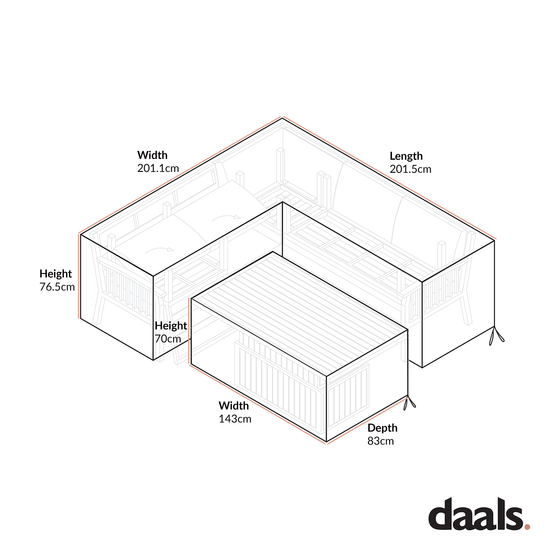 Cover for Earlswood Aluminium Washed Wood Effect Large Corner Sofa Set with Rising Table