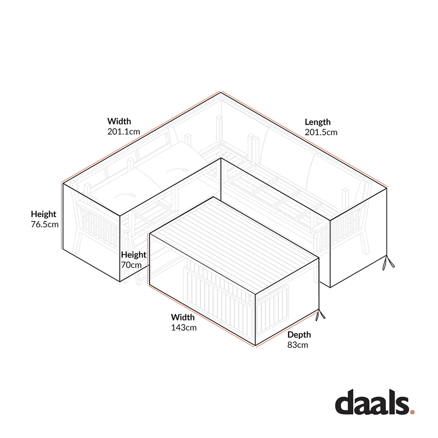 Cover for Earlswood Aluminium Washed Wood Effect Large Corner Sofa Set with Rising Table