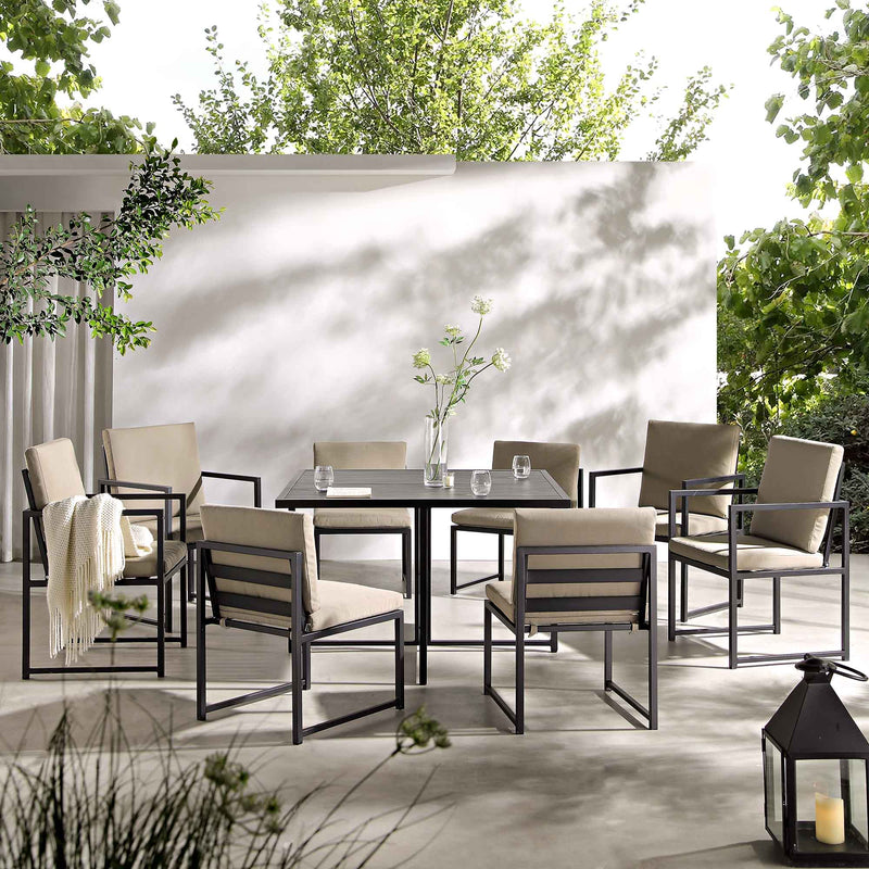 Albany Aluminium 9 - Piece Outdoor Cube Dining Set,Taupe - daals