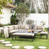 Calabasas Large Outdoor Fabric and Aluminium Corner Casual Dining Set with Rising Table, Taupe - daals