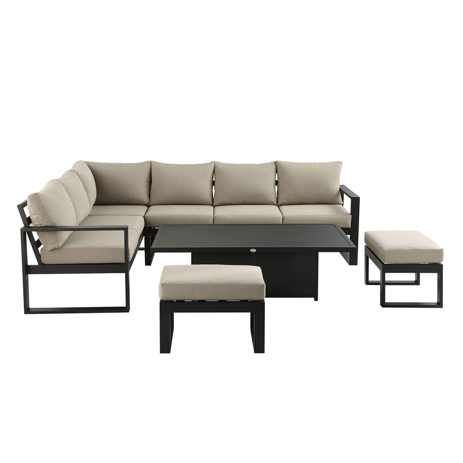 Albany Aluminium Large Corner Casual Dining Set with Rising Table, Taupe