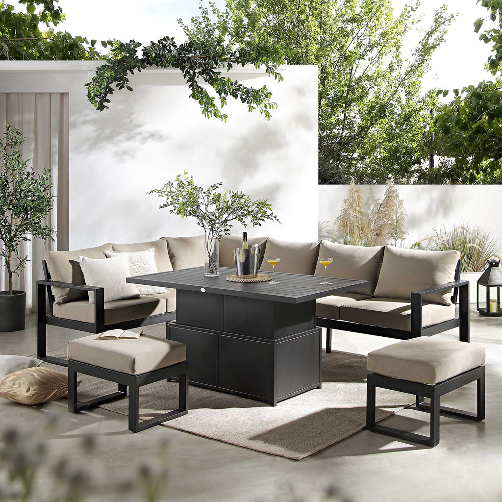 Salone Rising Table Albany Aluminium Large Corner Casual Dining Set with Rising Table, Tau ...