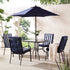 Champneys 4 - Seater Steel and Fabric Outdoor Patio Dining Set with Parasol, Navy Blue - daals
