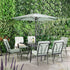 Champneys 6 - Seater Steel and Fabric Outdoor Patio Dining Set with Crank Parasol, Sage Green - daals