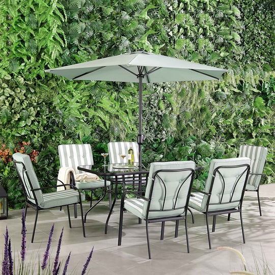 Champneys 6Seater Steel and Fabric Outdoor Patio Dining Set with Cran