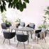 Montebello 6 - Seater Outdoor Black Rope and Aluminium Oval Dining Set with Grey Ceramic Dining Table - daals