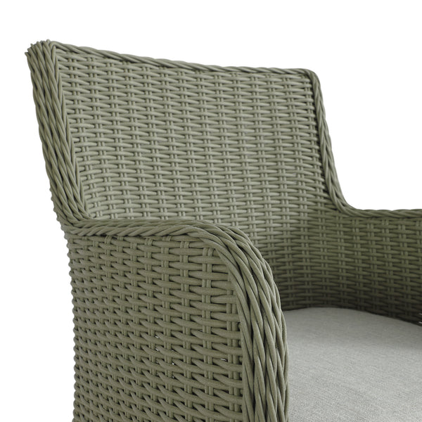 Hampshire 4-Seater Round Wicker Rattan Dining Set, Desert Sage