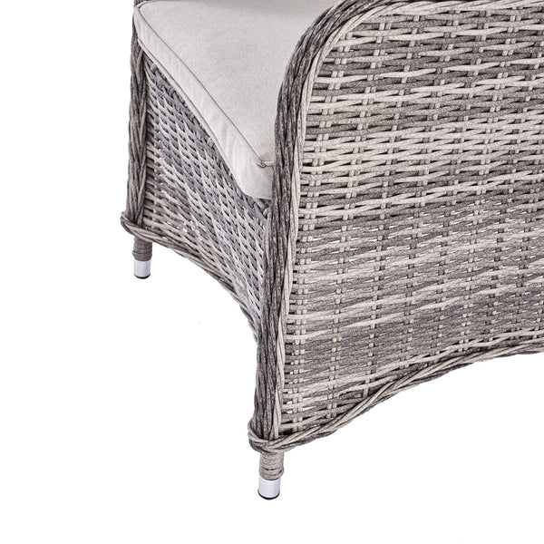 Hampshire 4-Seater Round Wicker Rattan Dining Set, Light Grey