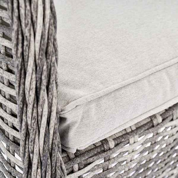 Hampshire 4-Seater Round Wicker Rattan Dining Set, Light Grey