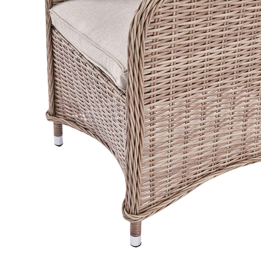 Hampshire 4-Seater Round Wicker Rattan Dining Set, Natural