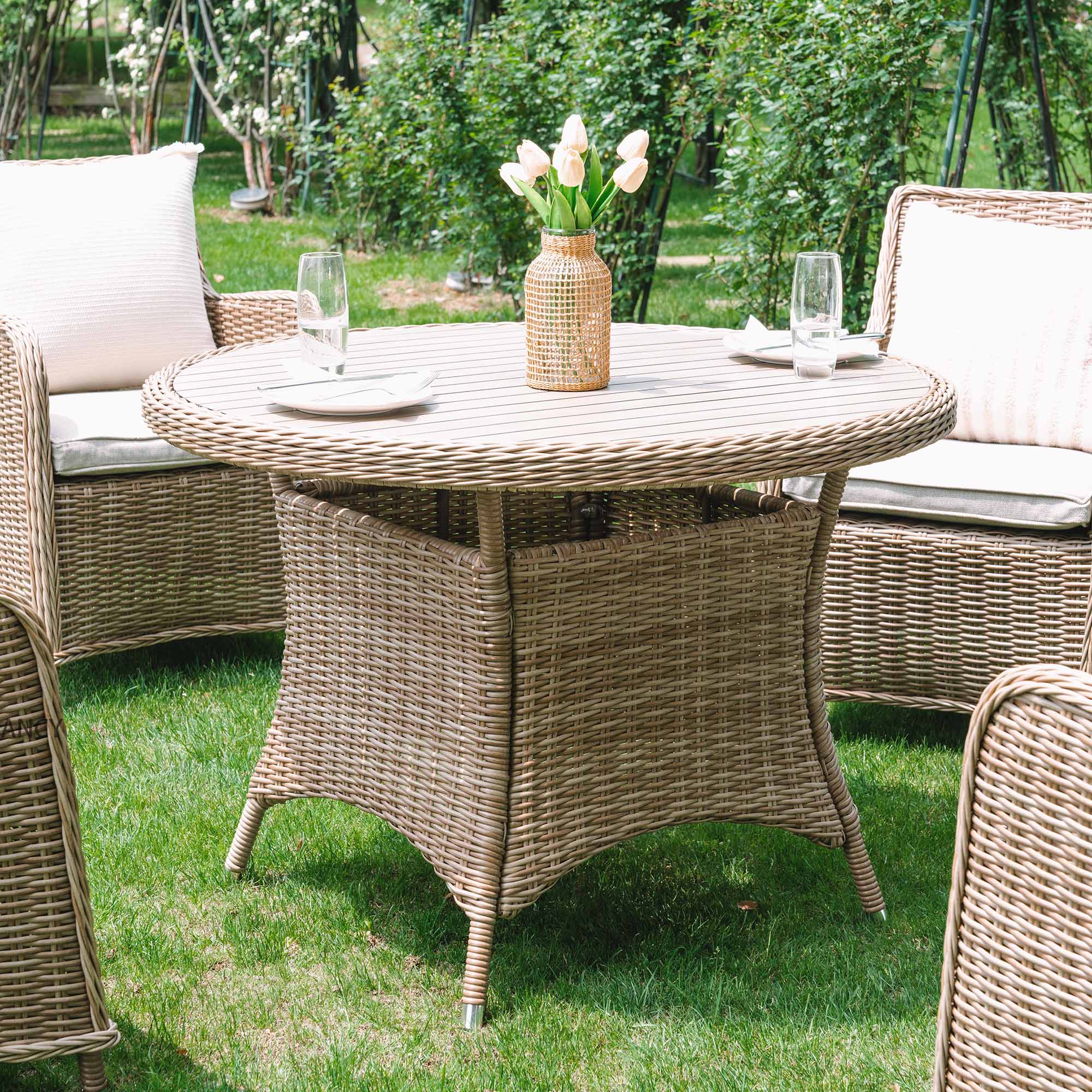 Rattan Garden Table Round Chair Garden Round Rattan Dining Set