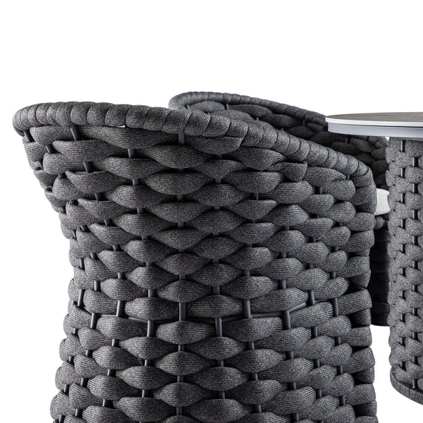 Positano Wide Rope 4 - Seater Round Dining Set, Grey - daals