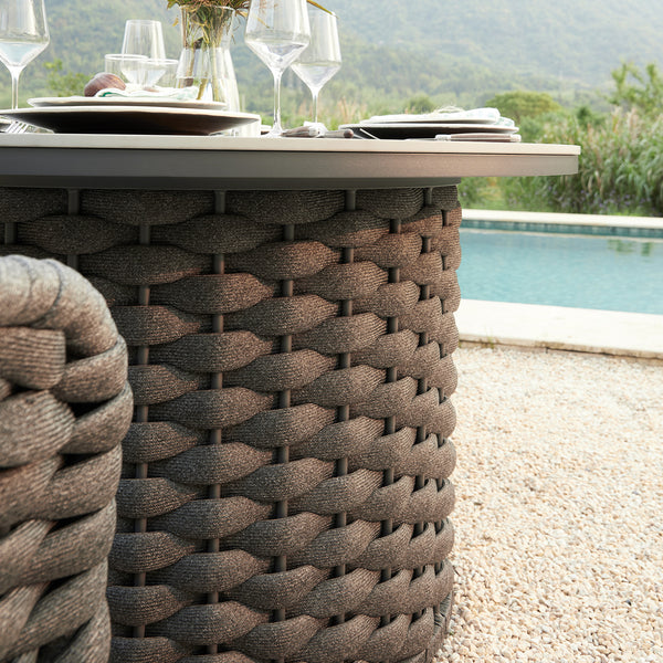 Positano Wide Rope 4 - Seater Round Dining Set, Grey - daals