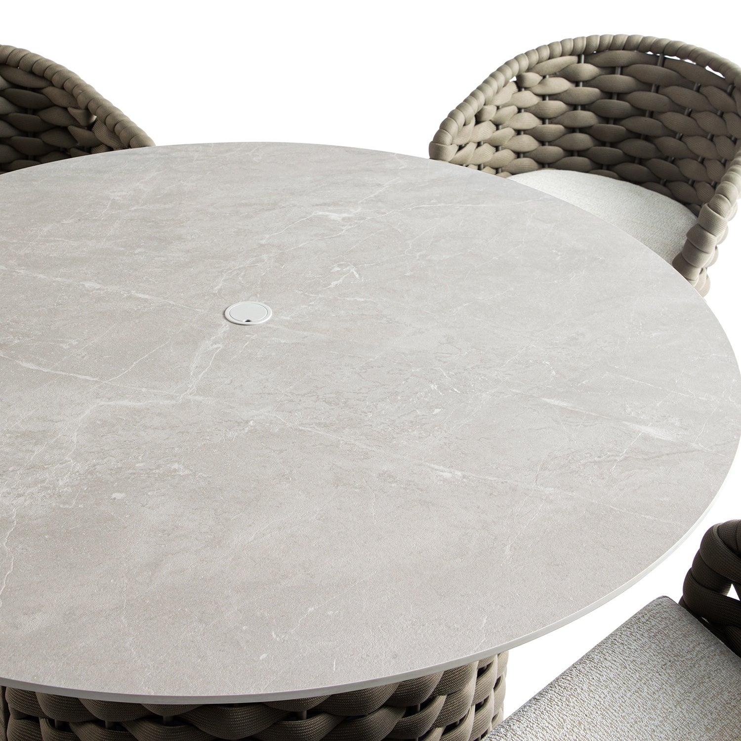 Positano Wide Rope 4-Seater Round Dining Set, Taupe
