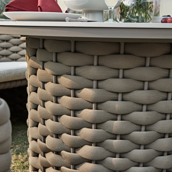 Positano Wide Rope 4 - Seater Round Dining Set, Taupe - daals