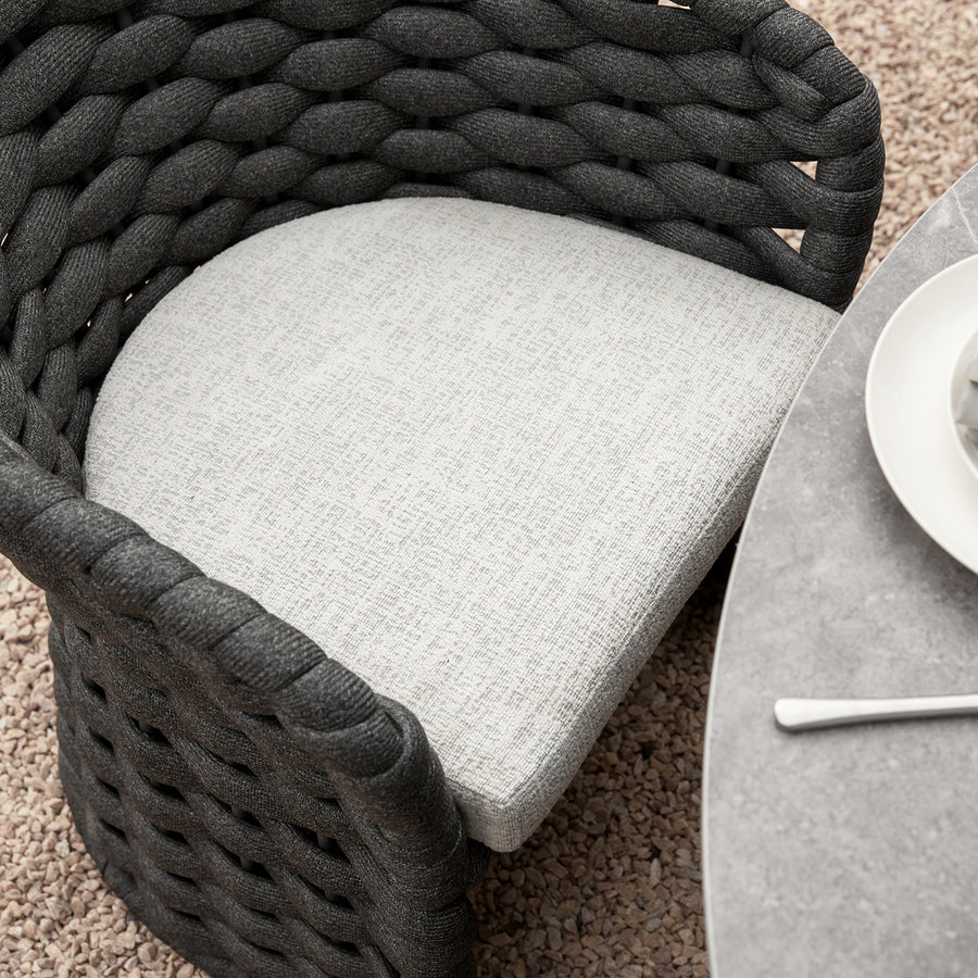 Positano Wide Rope 6-Seater Round Dining Set, Grey