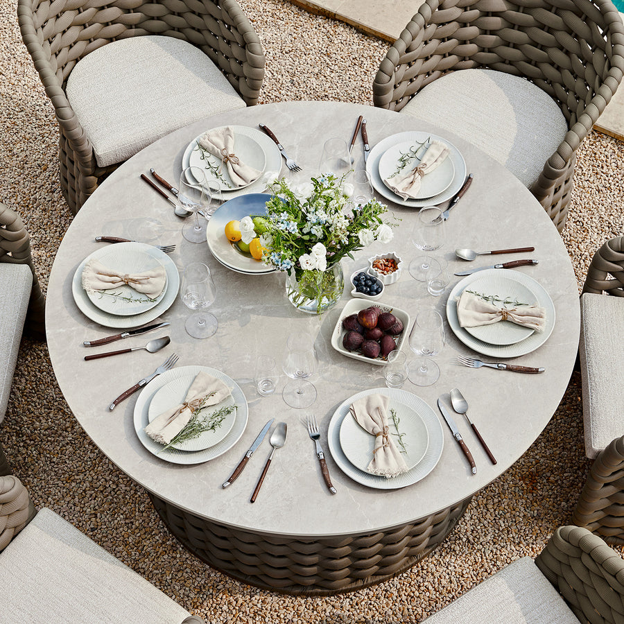 Positano Wide Rope 6-Seater Round Dining Set, Taupe