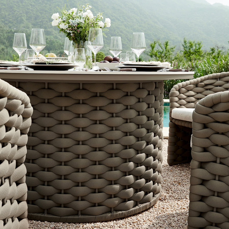Positano Wide Rope 6-Seater Round Dining Set, Taupe