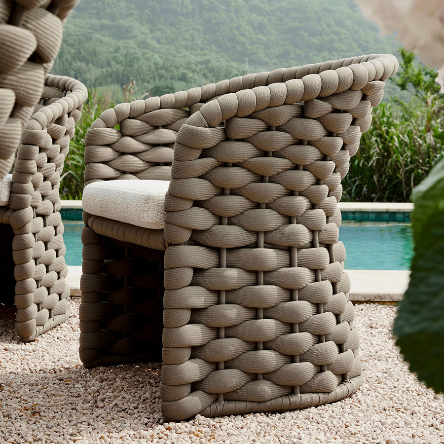 Positano Wide Rope 6-Seater Round Dining Set, Taupe