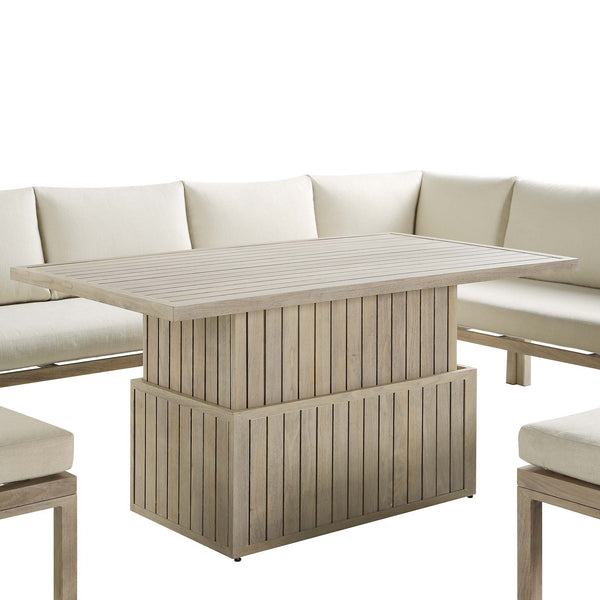 Earlswood Aluminium Washed Wood Effect Large Corner Sofa Set with Rising Table