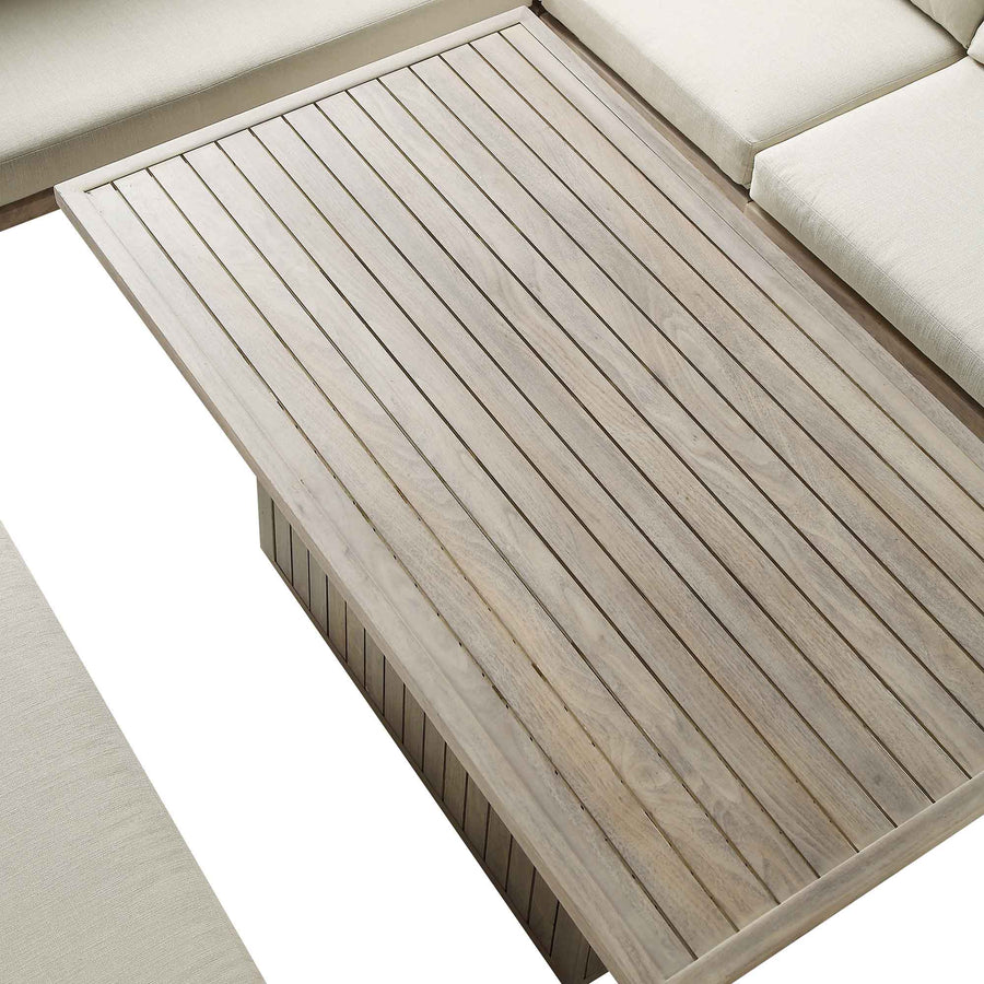 Earlswood Aluminium Washed Wood Effect Large Corner Sofa Set with Rising Table