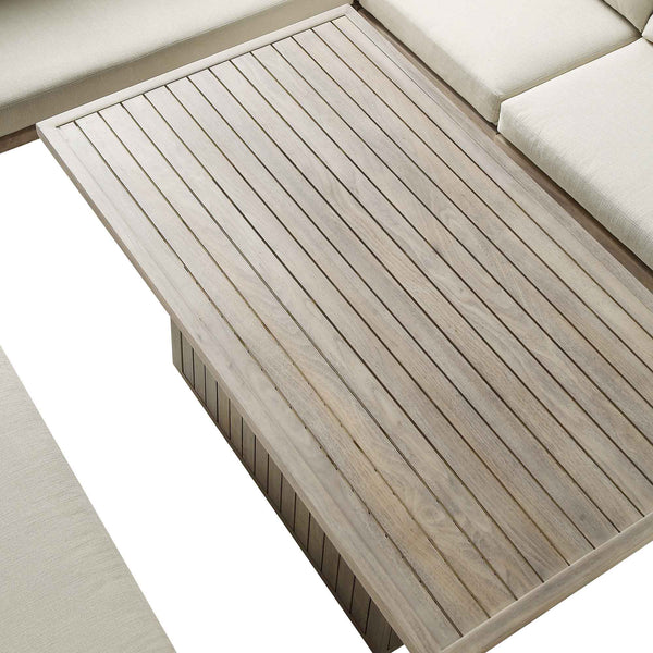 Earlswood Aluminium Washed Wood Effect Large Corner Sofa Set with Rising Table