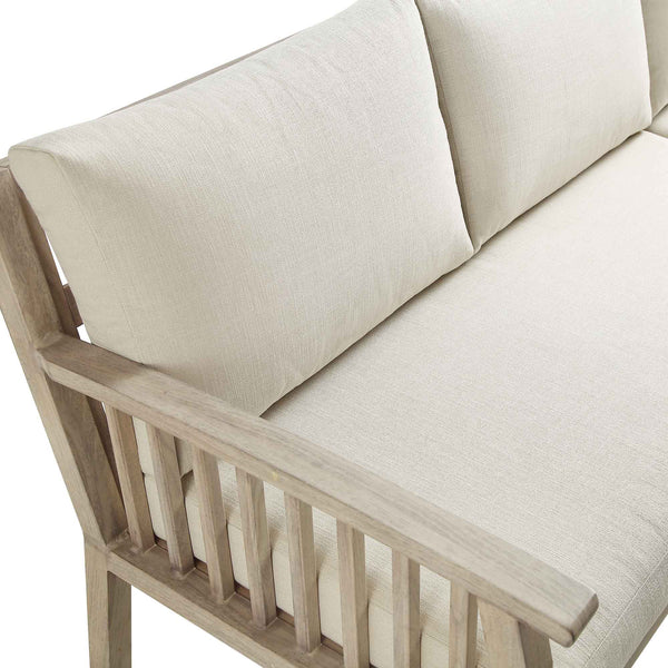 Earlswood Aluminium Washed Wood Effect Large Corner Sofa Set with Rising Table