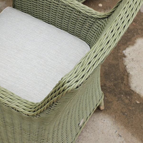 Hampshire 6 - Seater Round Wicker Rattan Dining Set with Lazy Susan & Ice Bucket, Desert Sage - daals