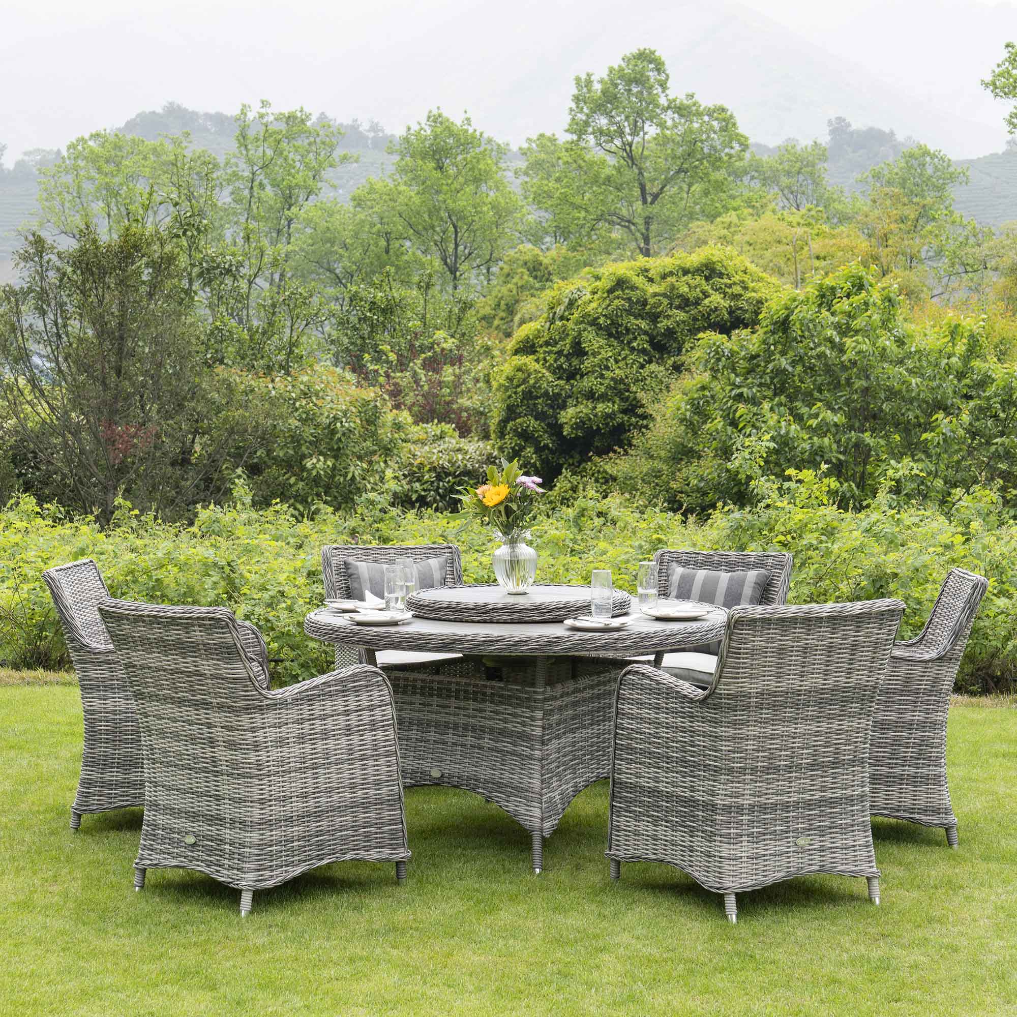 Garden Table Round Grey Rattan Garden Furniture Dining Table