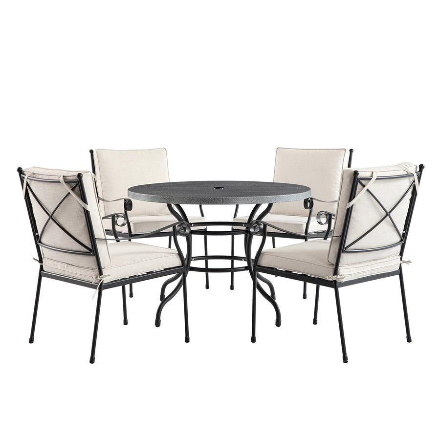 Haymes Indoor and Outdoor Metal 4 - Seater Round Dining Set, Beige - daals