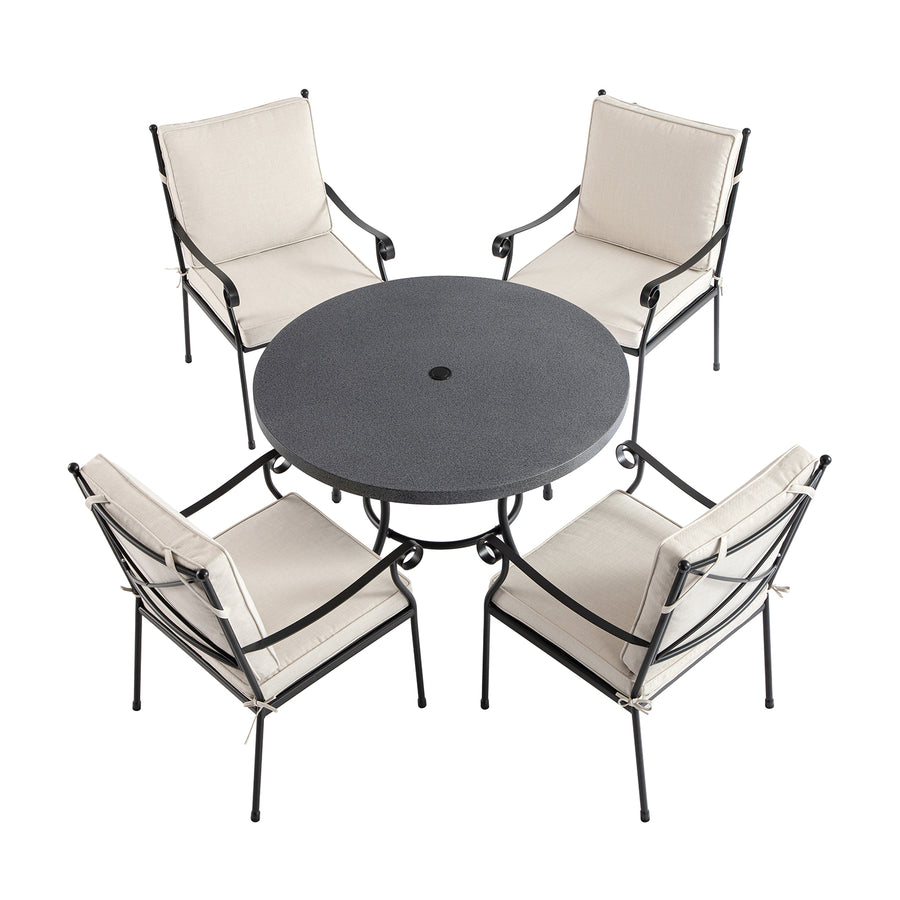 Haymes Indoor and Outdoor Metal 4 - Seater Round Dining Set, Beige - daals