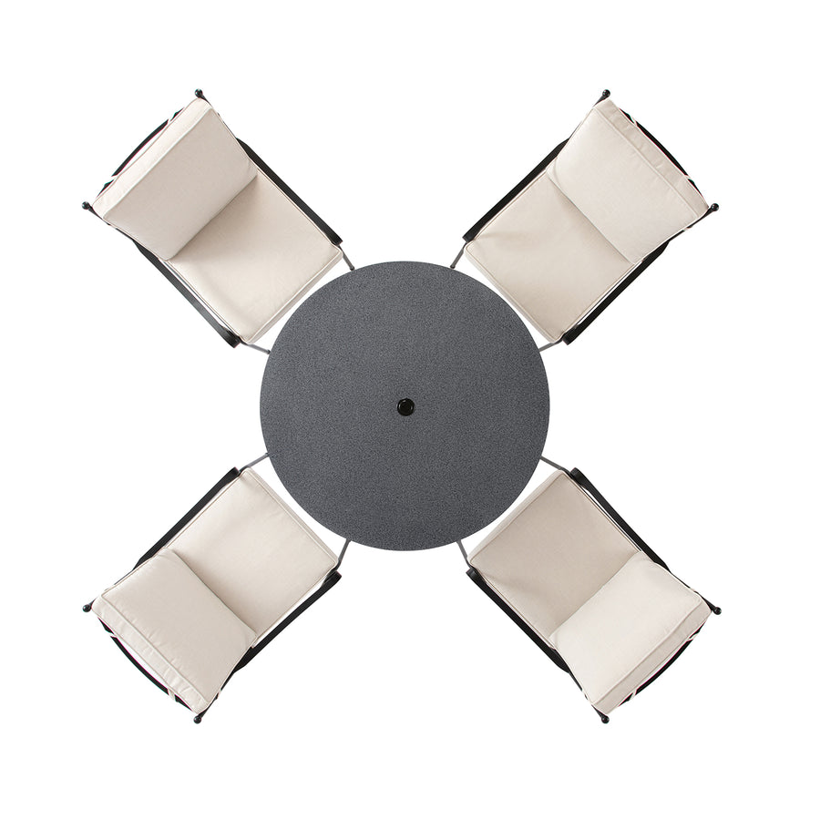Haymes Indoor and Outdoor Metal 4 - Seater Round Dining Set, Beige - daals