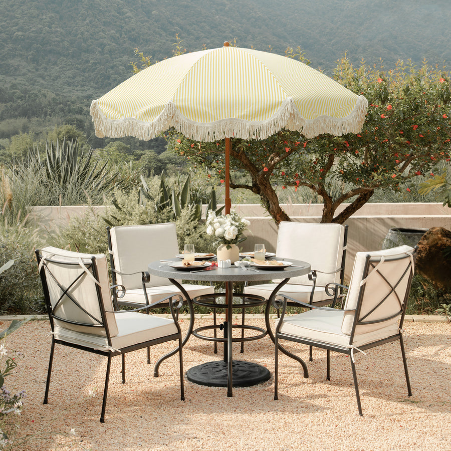 Haymes Indoor and Outdoor Metal 4 - Seater Round Dining Set, Beige - daals