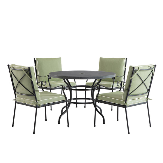 Haymes Indoor and Outdoor Metal 4-Seater Round Dining Set, Reseda Green