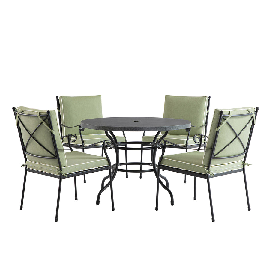 Haymes Indoor and Outdoor Metal 4-Seater Round Dining Set, Reseda Green