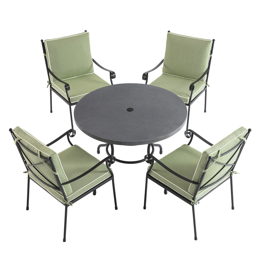 Haymes Indoor and Outdoor Metal 4-Seater Round Dining Set, Reseda Green