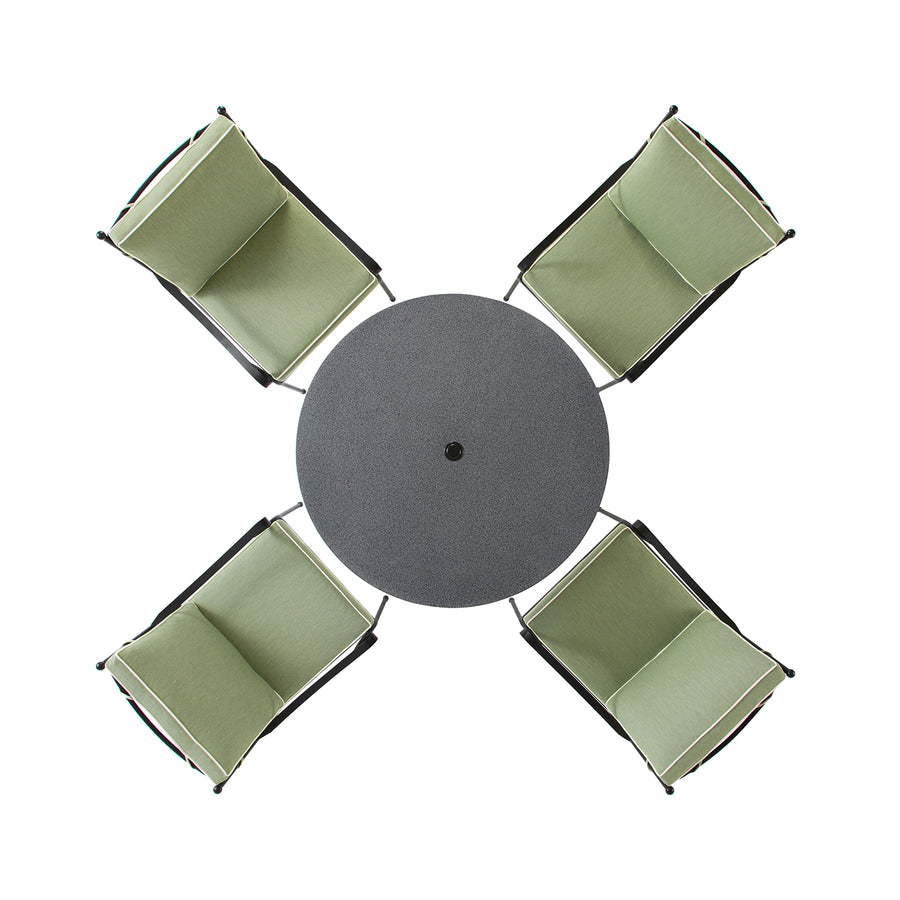 Haymes Indoor and Outdoor Metal 4-Seater Round Dining Set, Reseda Green