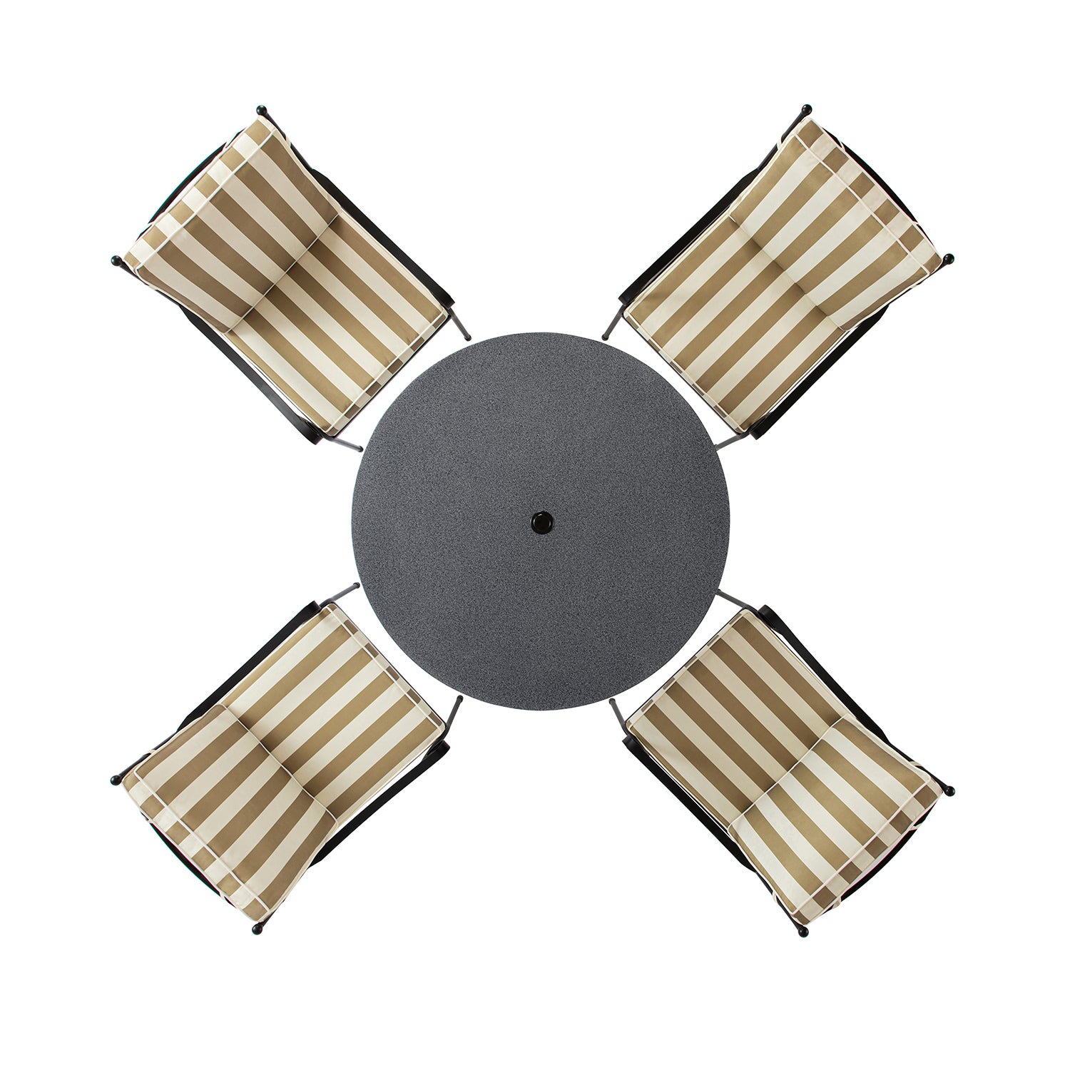 Haymes Indoor and Outdoor Metal 4-Seater Round Dining Set, Khaki Stripe