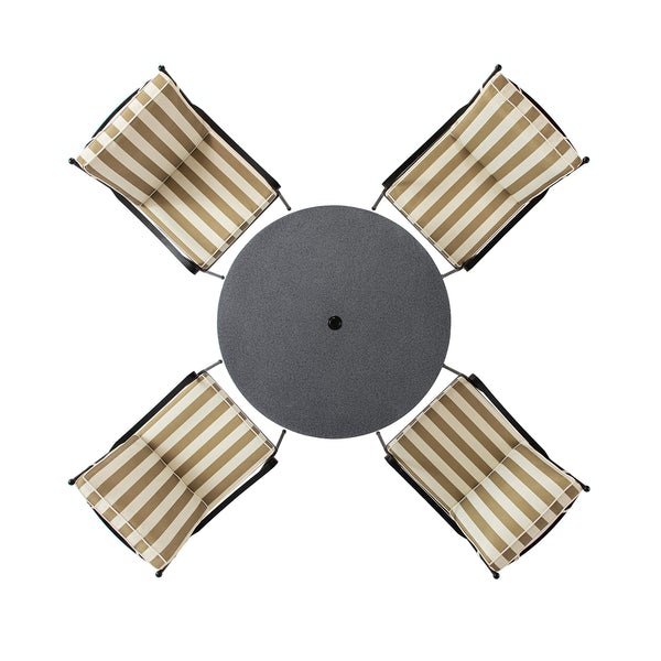 Haymes Indoor and Outdoor Metal 4 - Seater Round Dining Set, Khaki Stripe - daals