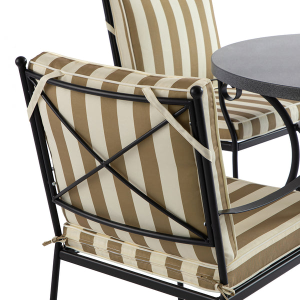 Haymes Indoor and Outdoor Metal 4 - Seater Round Dining Set, Khaki Stripe - daals
