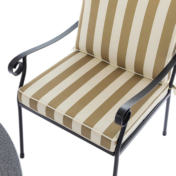Haymes Indoor and Outdoor Metal 4 - Seater Round Dining Set, Khaki Stripe - daals
