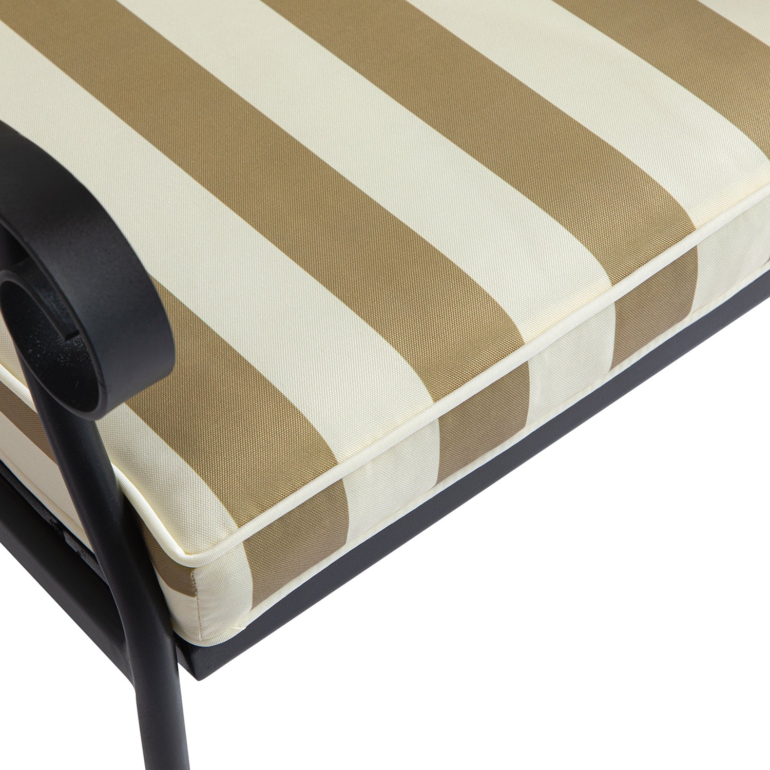 Haymes Indoor and Outdoor Metal 4-Seater Round Dining Set, Khaki Stripe