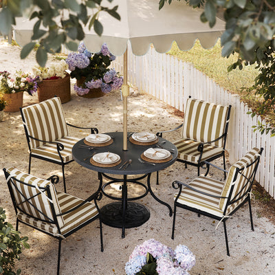 Haymes Indoor and Outdoor Metal 4-Seater Round Dining Set, Khaki Stripe