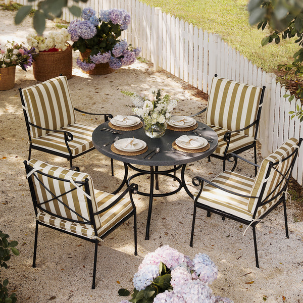 Haymes Indoor and Outdoor Metal 4 - Seater Round Dining Set, Khaki Stripe - daals