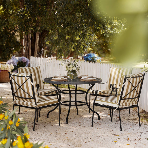Haymes Indoor and Outdoor Metal 4 - Seater Round Dining Set, Khaki Stripe - daals