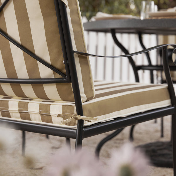 Haymes Indoor and Outdoor Metal 4 - Seater Round Dining Set, Khaki Stripe - daals