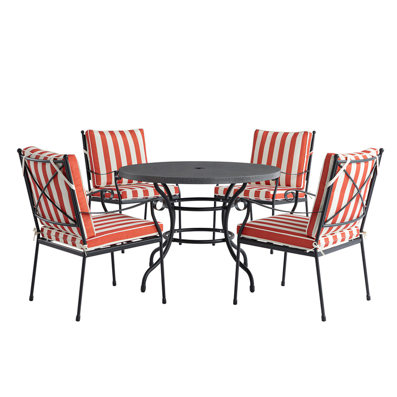 Haymes Indoor and Outdoor Metal 4 - Seater Round Dining Set, Scarlet Stripe - daals