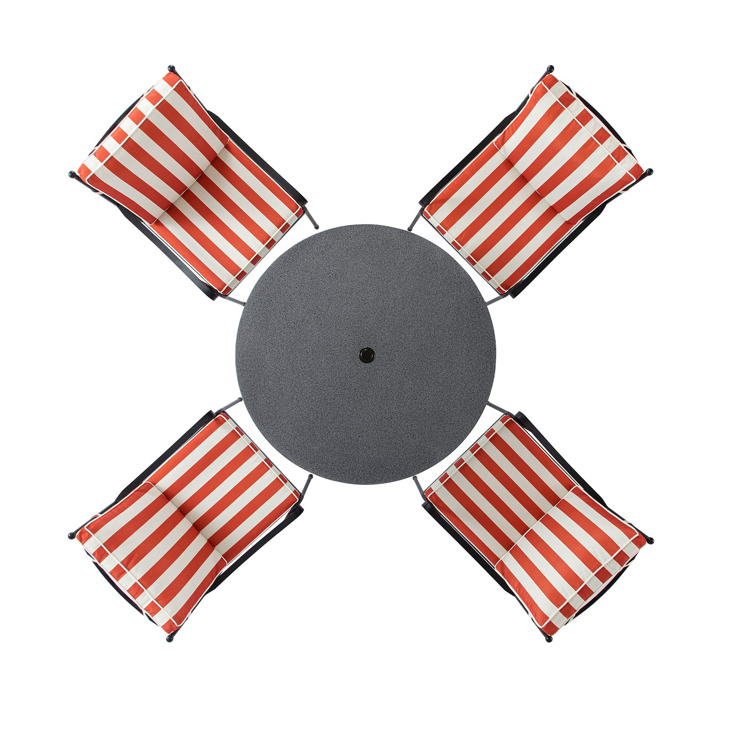 Haymes Indoor and Outdoor Metal 4-Seater Round Dining Set, Scarlet Stripe