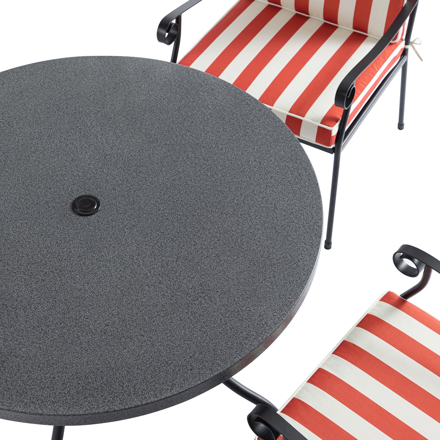 Haymes Indoor and Outdoor Metal 4-Seater Round Dining Set, Scarlet Stripe